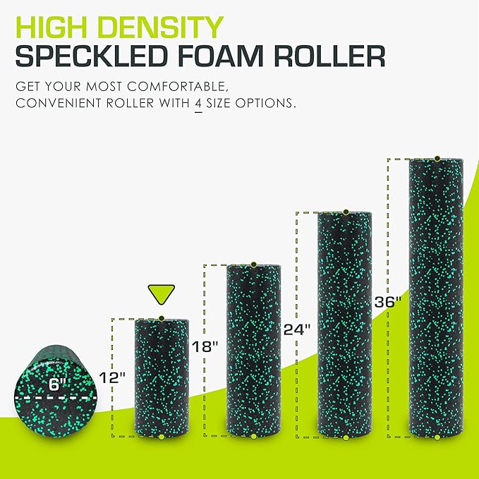 ProsourceFit High Density Foam Rollers 12 - inches Long, Firm Full Body Athletic Massage Tool for Back Stretching, Yoga, Pilates, Post Workout Muscle Recuperation