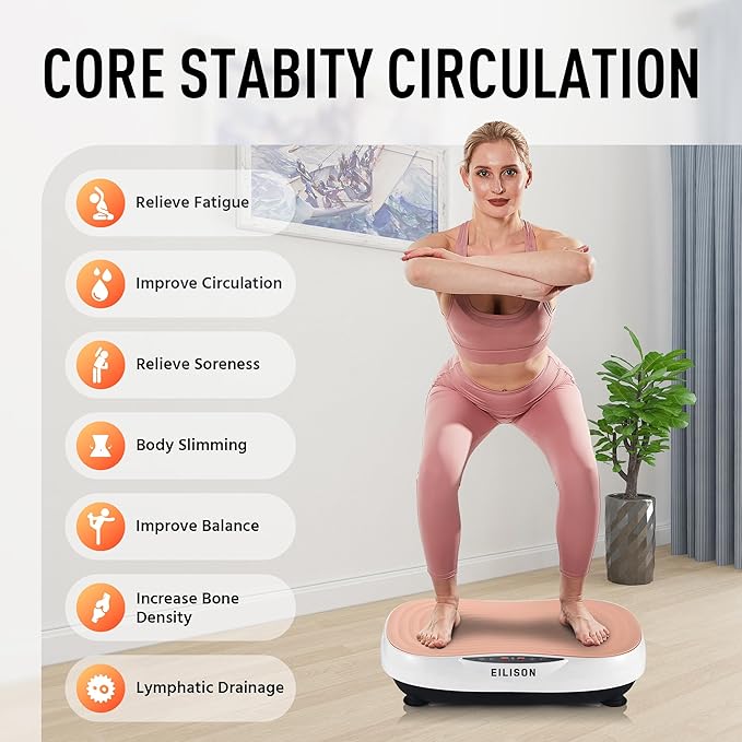 EILISON Glory Vibration Plate Exercise Machine - Lymphatic Drainage Whole Body Workout Vibration Platform, 99 Adjustable Speeds Power Shaping , Weight Loss Weight Loss, 350 lbs Capacity