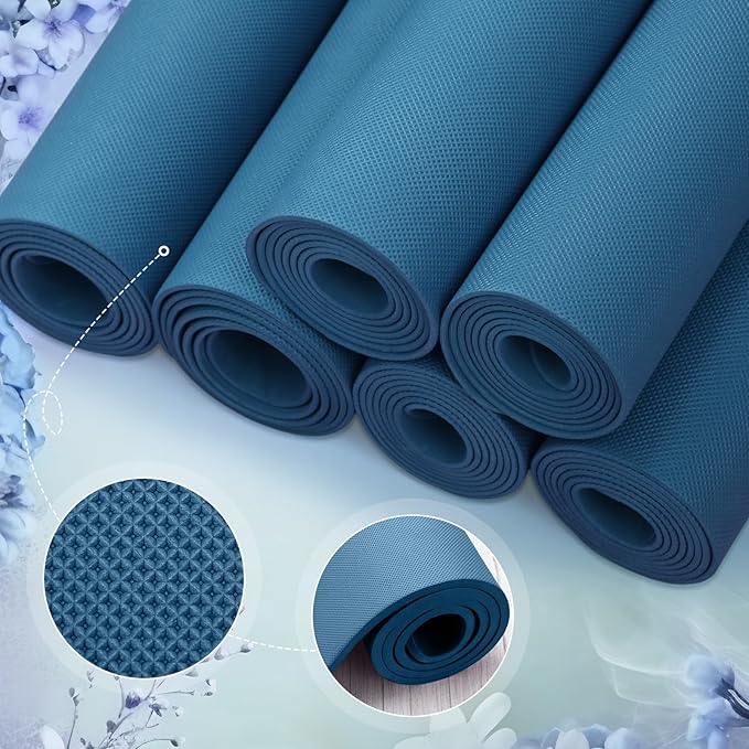 Timgle 6 Pack Yoga Mats Bulk Non Slip Exercise Yoga Mat Thick Anti Slip Tear Resistant Sports Gym for Fitness Stretching Home Workout and Studio