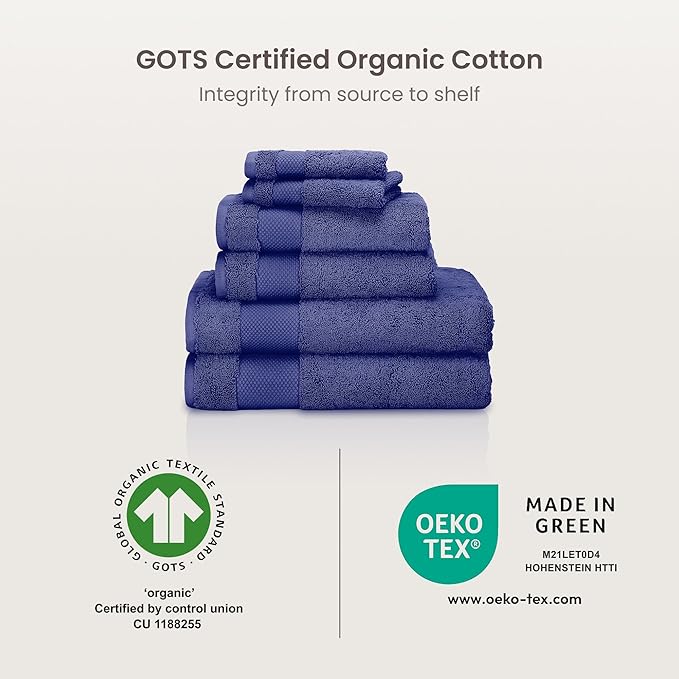 BIOWEAVES 100% Organic Cotton Bath Sheet Set of 2 | Soft Oversized Bath Towels | 700 GSM Premium Bath Towel Sheet Set GOTS Certified - Navy Blue