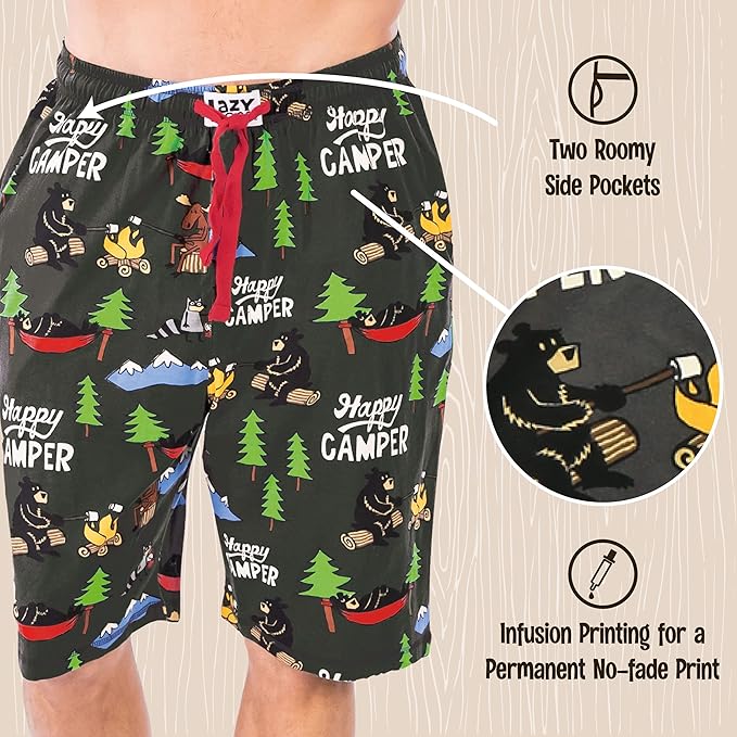 Lazy One Pajama Shorts for Men, Men's Pajama Bottoms, Sleepwear