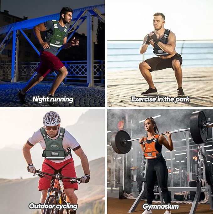 APEXUP Adjustable Weighted Vest, 4-10lb/12-18lb/20-32lb Vest with 6 Ironsand Weights and Large Pocket, Weight Vest for Men Women Strength Training, Running, Walking