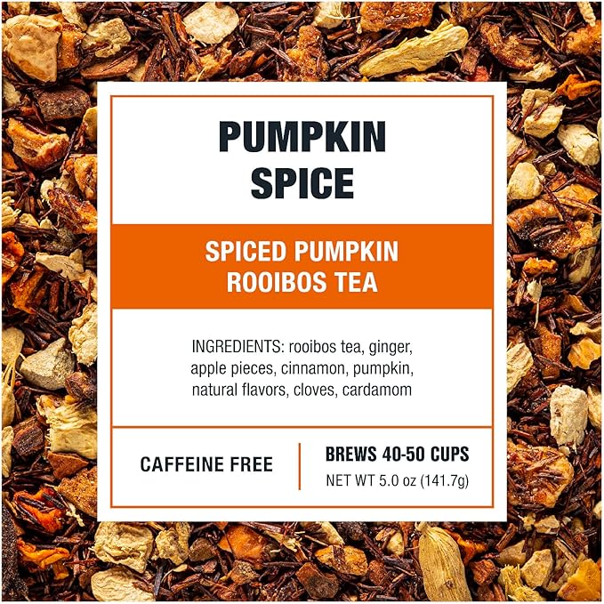 Tiesta Tea - Pumpkin Spice Rooibos Loose Leaf Tea, Premium Caffeine-Free Herbal Infusion, Refillable Tin Can, Brew Hot or Iced, Makes up to 50 Cups, 5 Ounce
