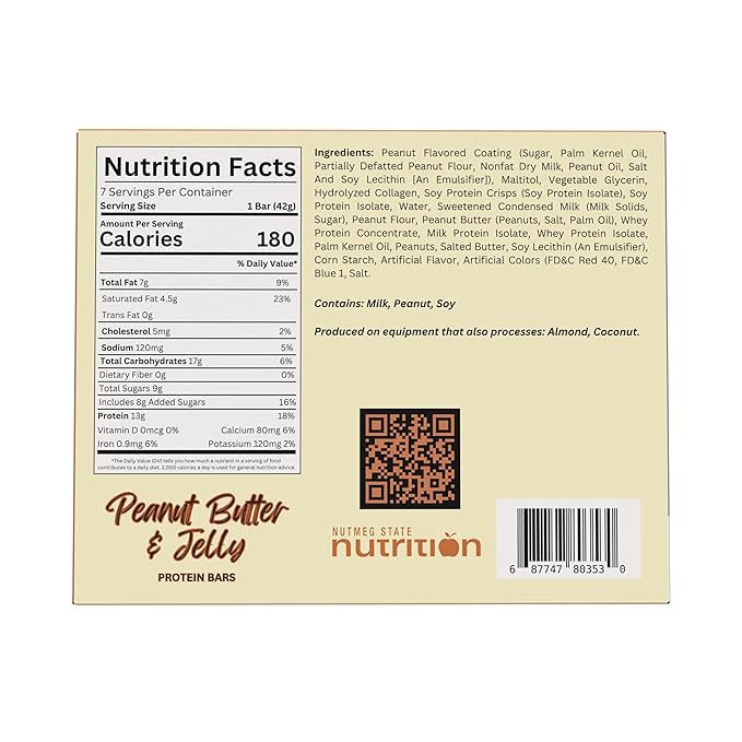FITWISE - High Protein Layer Bars, 15g Protein, Low Calorie, Low Fat, Low Cholesterol, Aspartame Free, Vegetarian Breakfast Snack Bar, 7 Servings Per Box (Peanut Butter & Jelly)