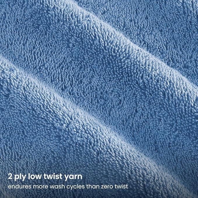 BIOWEAVES 100% Organic Cotton 700 GSM Plush Washcloths 13" x 13" GOTS Certified - Cerulean Blue, Pack of 12