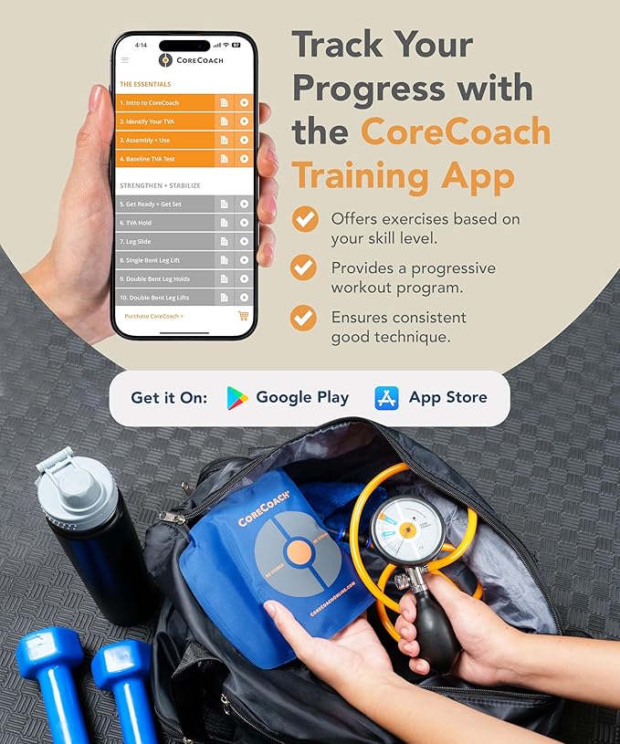 Pressure Biofeedback Device for Home Use - For Core Strength Training & Lower Back Support System with Lumbar Air Pillow, Waist Belt, & Carrying Bag