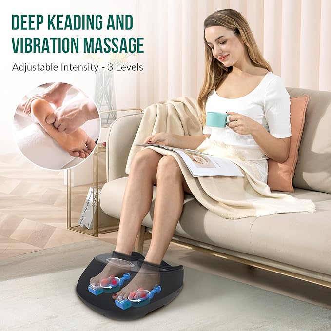Snailax Shiatsu Foot Massager with Heat, Kneading, Compression, Vibration, Feet Massage Machine for Plantar Fasciitis, Neuropathy, Foot Warmer, Gifts for Women Men,Size 13