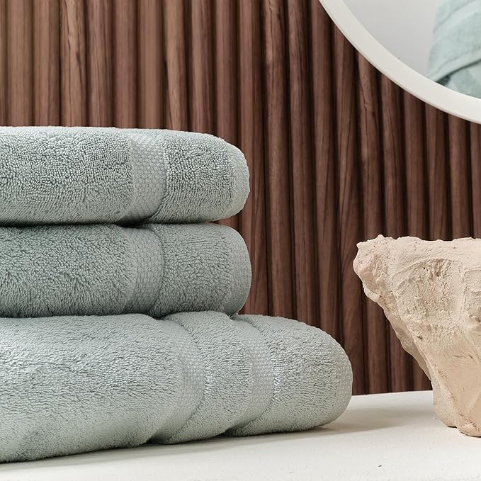 SOFE H&L | Olea Luxury Cotton Turkish Bath Towels Set of 4 Light Blue | Premium, Soft, Durable, Absorbent | Hotel Quality Plush Towels and Thick Towel Sets