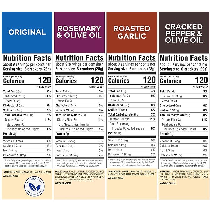 Triscuit Whole Grain Wheat Crackers 4 Flavor Variety Pack, Lunch Snacks, Bulk Snack Crackers, 4 Boxes