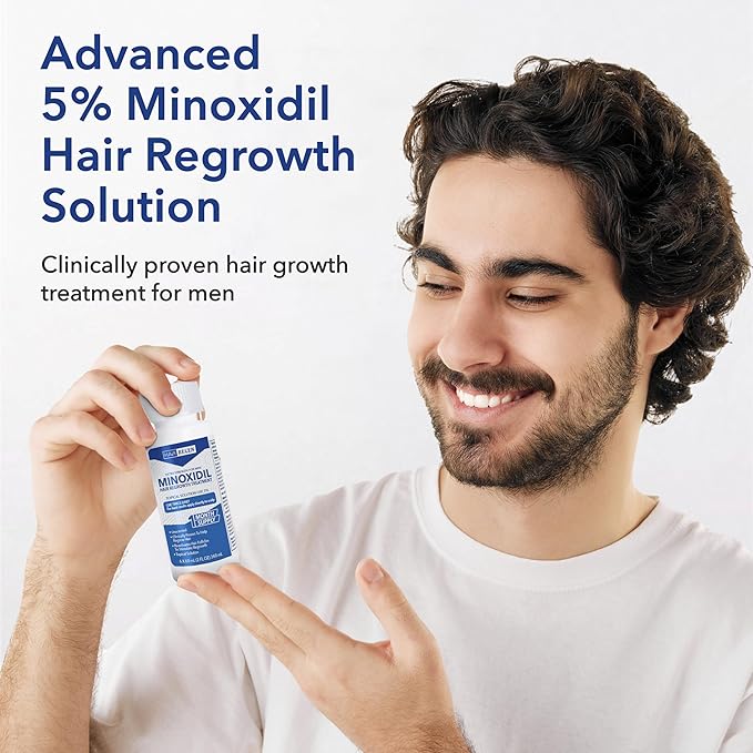 Advanced 5% Minoxidil Topical Solution For Men Hair Growth Serum Treatment for Thinning Hair - Hair Loss for Men - 1 Month Supply, Minoxidil Drop So Thicker Fuller Hair Keeps Growing Amazing Results