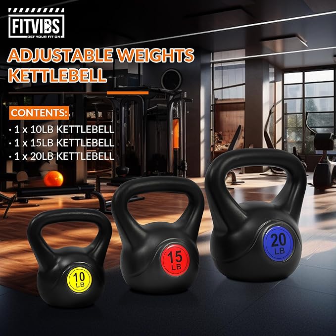 Kettlebell Sets 4 Piece Strength Training Kettlebells Weight Set 5lb, 10lb, 15lb, 20lb Kettlebells