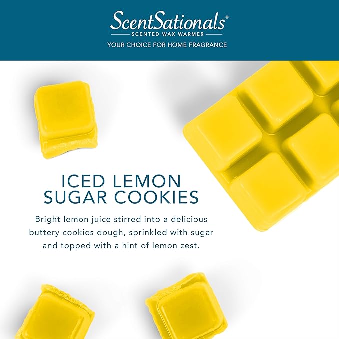 Scentsationals Wax Melts, Wax Cubes Strong Scent - Iced Lemon Sugar Cookies - Long Lasting Scented Melts for Warmer, 10oz (24-Cubes)