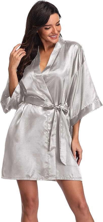 Women's Pure Short Silky Robes Bridesmaid Bride Party Satin Robes Sleepwear