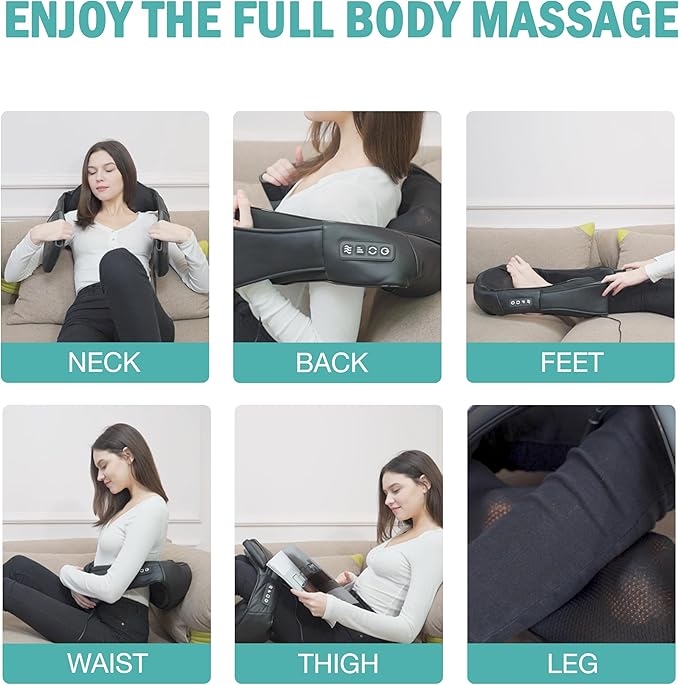 DAILYLIFE Shiatsu Neck and Back Massager with Heat, Electric Deep Kneading Massager for Neck Pain, Shoulder, Waist, Leg and Foot, Stress Relief for Men, Women, Mom, Dad