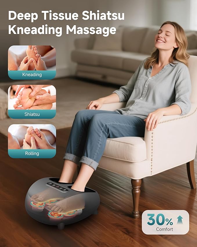 Foot Massager with Heat Compression Kneading Rolling Shiatsu Feet Massager for Plantar Fasciitis Neuropathy, Large Size 14" Remote Control Foot Heater/Heated Feet Warmer Gifts/Presents for Women,Men