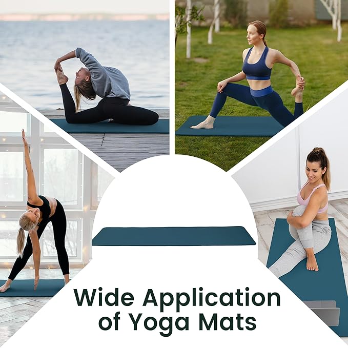 Yoga Mat, 1/2-Inch Extra Thick High Density Exercise Mat, Anti-Tear Exercise Yoga Mat with Carrying Strap, Suitable for Various Yoga Exercises