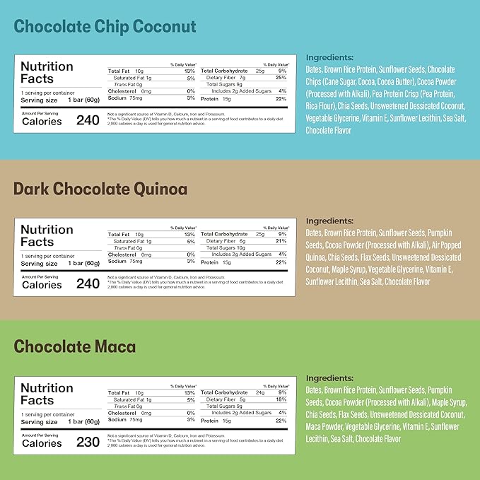 Amrita Nut Free Variety Pack Vegan Protein Bars (12 Count PK of 3) | 11g to 12g Plant-Based Protein Bar | Peanut Free, Gluten Free, and Dairy Free | Low Sugar, High Fiber, Healthy School-Safe Snacks