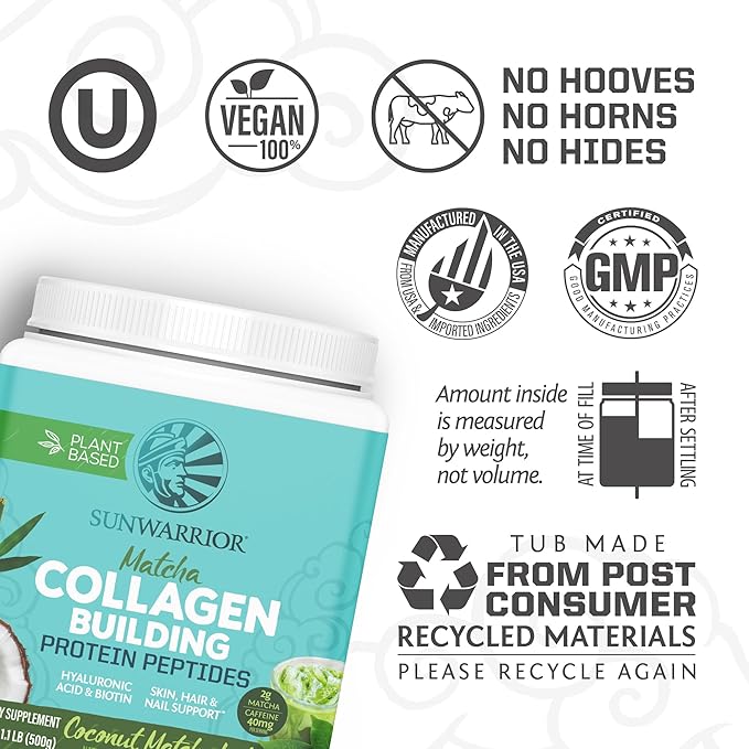 Vegan Collagen Protein Powder for Women Silica Plant Based Collagen Powder with Vegan Hair Skin and Nails Vitamins Non-GMO No Added Sugar Soy Dairy & Gluten Free (Coconut Matcha, 20 Servings)