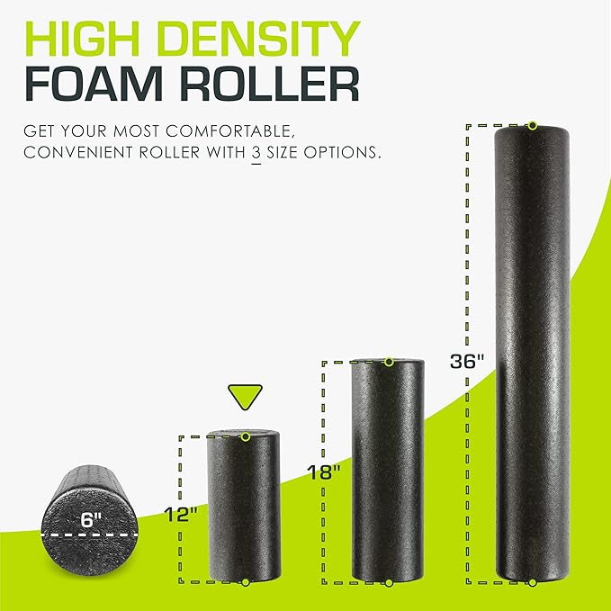 ProsourceFit High Density Foam Rollers 12 - inches Long, Firm Full Body Athletic Massage Tool for Back Stretching, Yoga, Pilates, Post Workout Muscle Recuperation