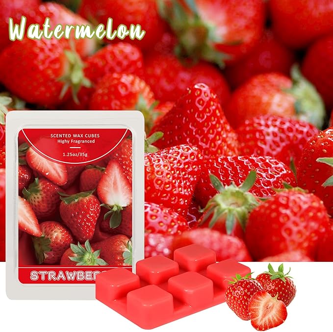 SCENTORINI Scentsy Wax Melts, Strawberry Fragrance Wax Cubes, Soy Wax Melts, 4 Pack, Long-Lasting for Candle Making, Candle Warmer