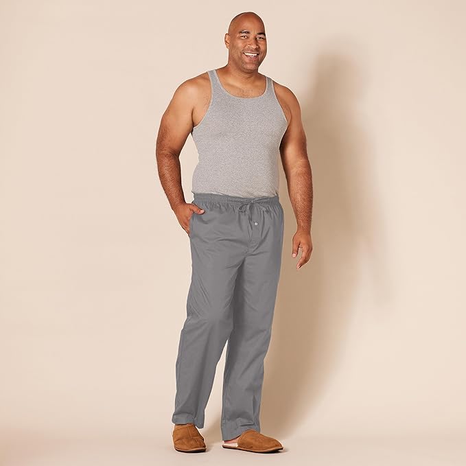 Amazon Essentials Mens Straight-Fit Woven Pajama Pant with Pockets