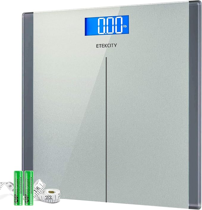 Etekcity Scale for Body Weight, Bathroom Digital Electric Scale for People, Measures Weight up to 400 lbs, Silver