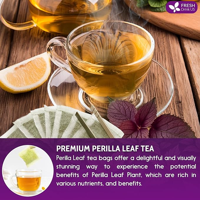 FreshDrinkUS, Premium Perilla Leaf Tea β 40 Tea Bags | 100% Pure Perilla Leaves | Caffeine-Free, Non-GMO, Natural Packaging | Herbal Tea Bags for Daily Enjoyment. Gluten-Free. Sugar-Free. Vegan