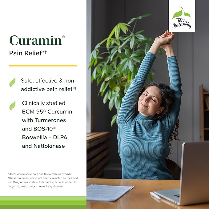 Terry Naturally Curamin - Curcumin Supplement for Circulation & Endorphin Support - Support for Occasional Discomfort - Aids Healthy Muscles - 90 Capsules