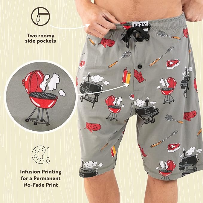 Lazy One Pajama Shorts for Men, Men's Pajama Bottoms, Sleepwear