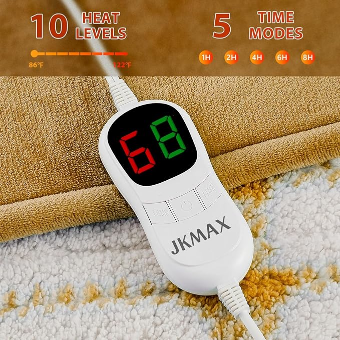Heated Electric Blanket Full Size - 72"x84" Flannel Heating Blanket with 10 Heating Levels & 5 Time Settings Over-Heat Protection, Winter Warmer for Adults with ETL Certification(Ivory)