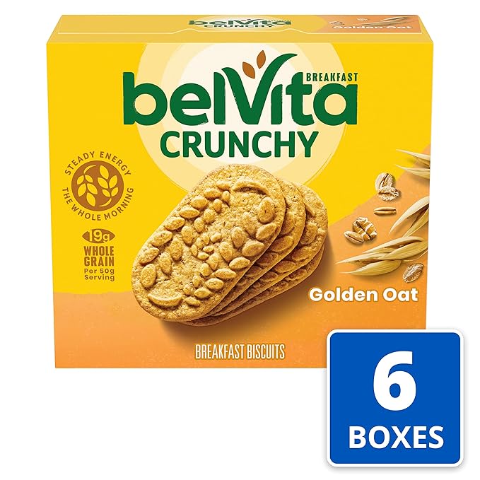 belVita Breakfast Bars Biscuits, Golden Oat, 30 Total Packs, 6 Boxes (4 Biscuits Per Pack)