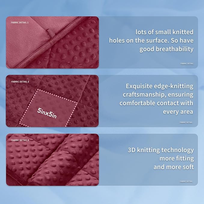 Topcee Weighted Blanket for Adults (20lbs 60"x80"), Minky Dots Heavy Blanket for Woman, Man Sleeping, Soft, Cozy and Cooling Weighted Throw Blankets, Machine Washable, Burgundy
