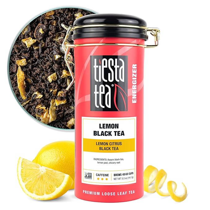 Tiesta Tea - Lemon Black Tea, Loose Leaf, Lemon Citrus Black, Premium Blend, High Caffeinated, Makes Hot or Iced, Brews Up to 50 Cups, 5oz Refillable Tin