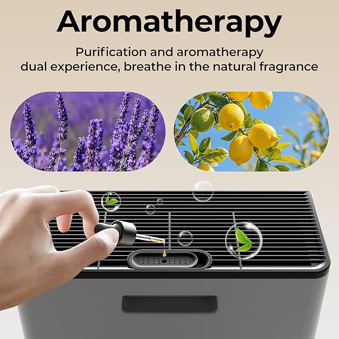 Air Purifiers for Home Large Room up to 2200sq.ft with Washable Filters, EVALIT Air Purifier for Bedroom with Fragrance, PM 2.5 Display Air Quality Sensor for Smoke Dust Odors, Grey, 1Pack+3Modes