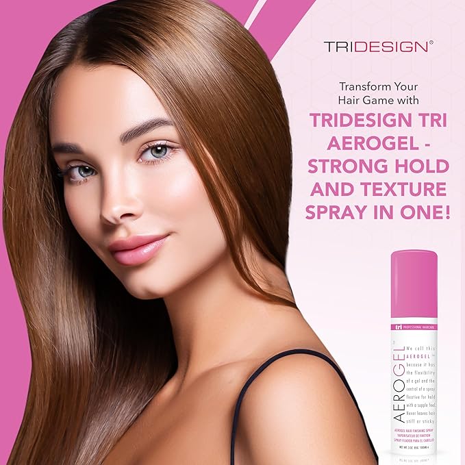 TRIDESIGN Aerogel Hairspray - Strong Hold Hair Finishing Spray for Volumizing & Control, Flexible Styling for All Hair Types, Non-Sticky and Scented - For Women and Men - Travel Size Pack of 3 (3 Oz)
