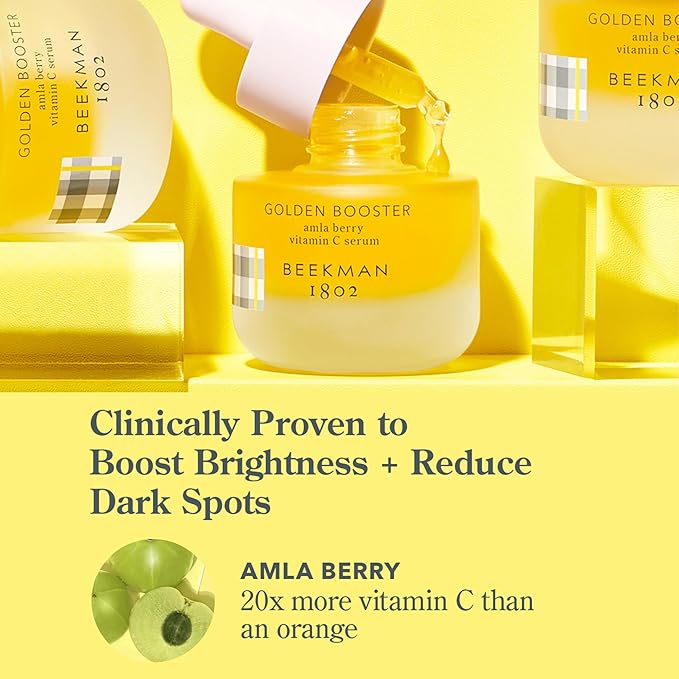 Beekman 1802 Golden Booster Amla Berry Face Serum - Fragrance Free - 0.5 fl oz - Plant-Based Vitamin C Alternative - Good for Sensitive Skin - Cruelty Free