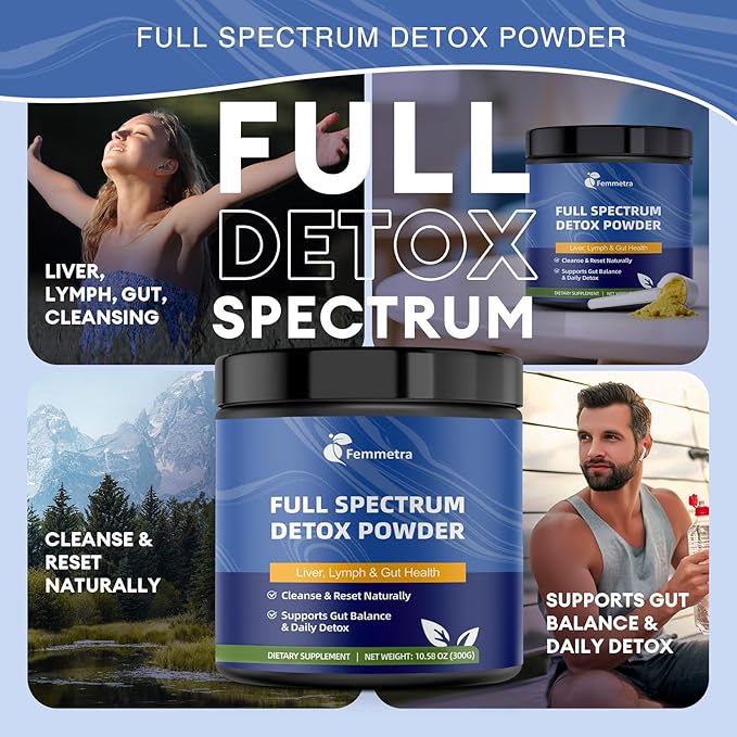29-in-1 Full Spectrum Detox Powder | 5-Step Total-Body Reset for Liver, Lymphatic, Colon & Gut Support | Potent Earthy Taste from Natural Ingredients for Weight Management | 30 Servings