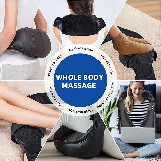Joyset Shiatsu Neck and Back Massager with Heat,Electric Shoulder Massager for Pain Relief Deep Tissue,3D Kneading Massage with Cloth Cover Easy to Clean Best Gift for Men Women Parents