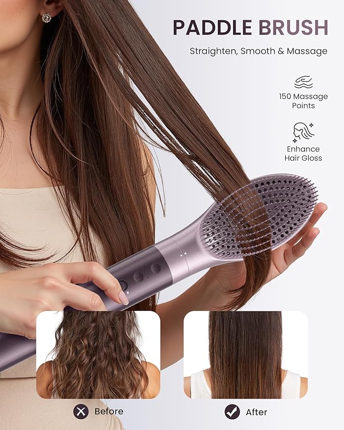 Dual Voltage Hair Dryer Brush for Travel – 5 in 1 Air Styler with High-Speed Blow Dryer, Ionic Anti-Frizz, Compact Design with Travel Bag, Ideal for Europe & Worldwide Use (100V–240V)