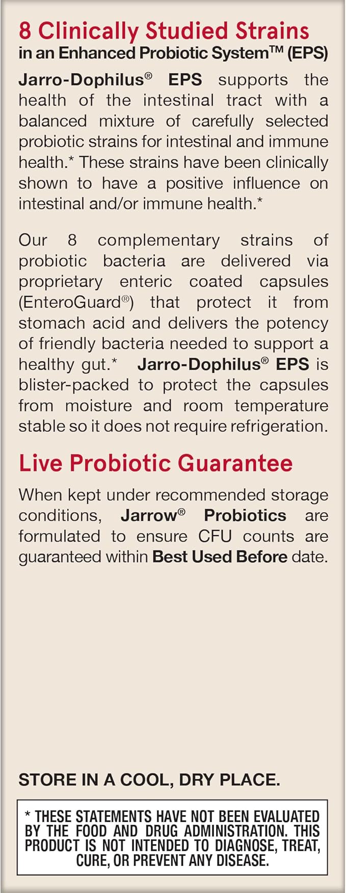 Jarrow Formulas Jarro-Dophilus EPS Higher Potency - 25 Billion Organisms Per Serving - 60 Veggie Caps - Multi-Strain Probiotic - Intestinal & Immune Health - 60 Servings