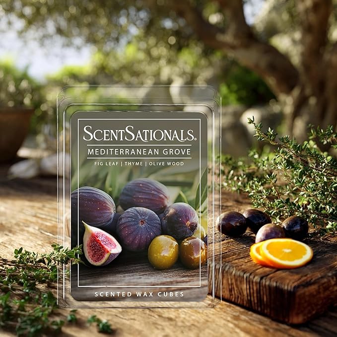 Scentsationals Wax Melts, Wax Cubes Strong Scent – Getaway Collection Mediterranean Grove – Long Lasting Scented Melts for Warmer, 10oz (24-Cubes)