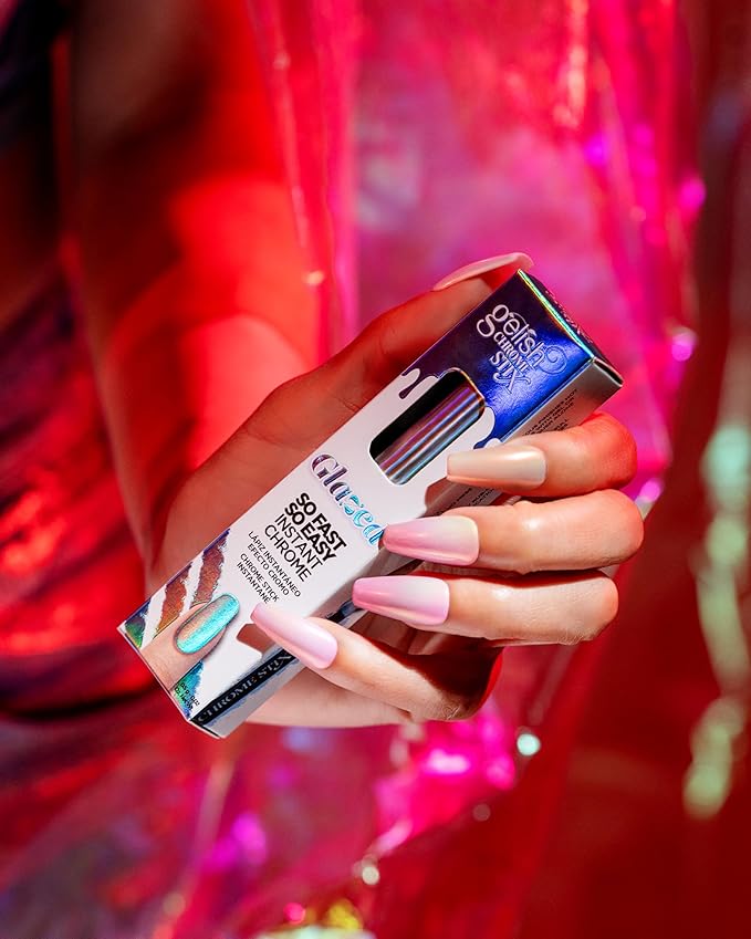 Gelish Chrome Stix, Chrome Nail Powder, Nail Art for Stunning Metallic Finish, Long-Lasting, Easy Application, Perfect for Professional and At-Home Use (Red Glazed, 0.5g)