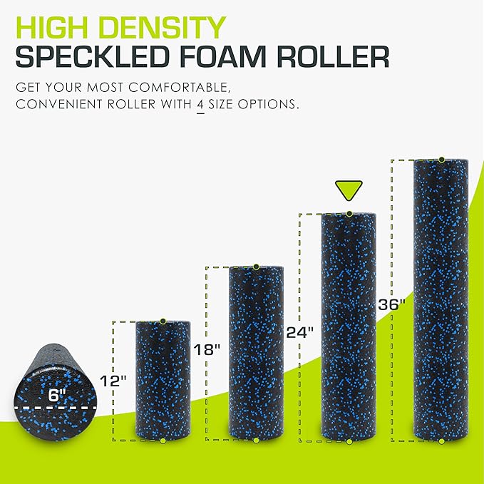 ProsourceFit High Density Foam Rollers 12 - inches Long, Firm Full Body Athletic Massage Tool for Back Stretching, Yoga, Pilates, Post Workout Muscle Recuperation