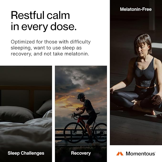 Momentous Sleep Pack - Magnesium Glycinate, Magnesium L-Threonate, and Apigenin - NSF Certified for Sport - 30 Servings