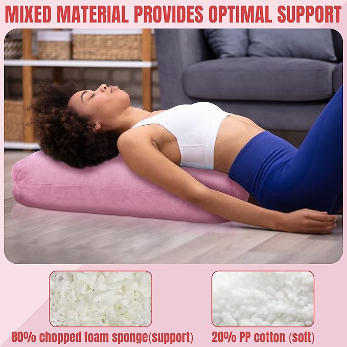 MABOZOO Yoga Bolster Pillow, Rectangular Bolster for Restorative Yoga & Meditation, Professional Meditation Cushion with Carry Handle, 27"X10"X6"