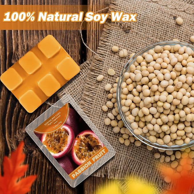 SCENTORINI Wax Melts, Passion Fruit Fragrance Wax Cubes, Soy Wax Melts, Long-Lasting Scented Wax Melts for Warmer, 4 Pack