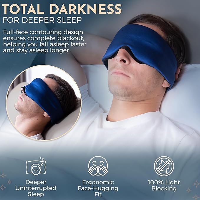 Mulberry Silk Eye Masks for Sleep (Navy Blue)