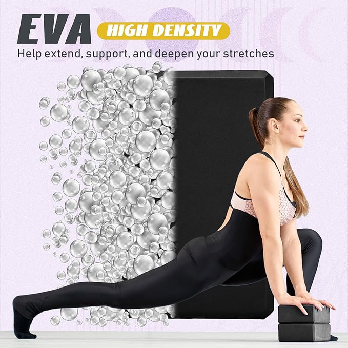 Wettarn 6 Pack Yoga Blocks 9 x 6 x 4 Inch Eva Foam Lightweight Non Slip Yoga Props for Yoga Pilates Stretching Meditation