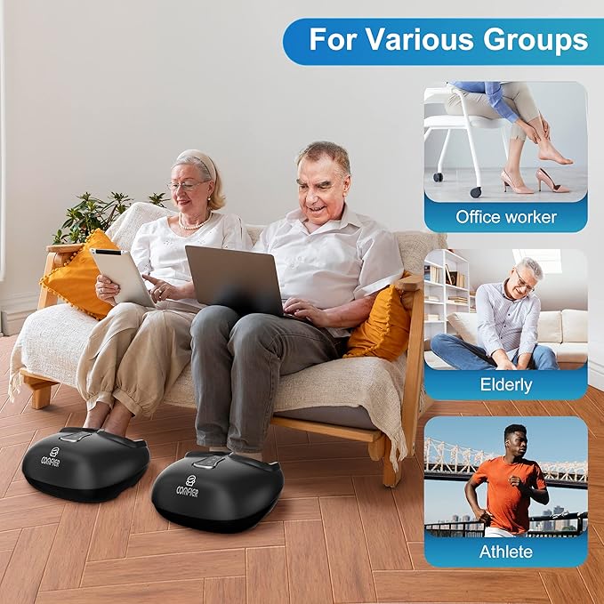 COMFIER Shiatsu Foot Massager with Heat,Vibration,Rolling Compression,Feet Massager for Plantar Fasciitis,Neuropathy Pain,Home Office Use,Fits Size up to 13IN,Gifts for Dad,Mom
