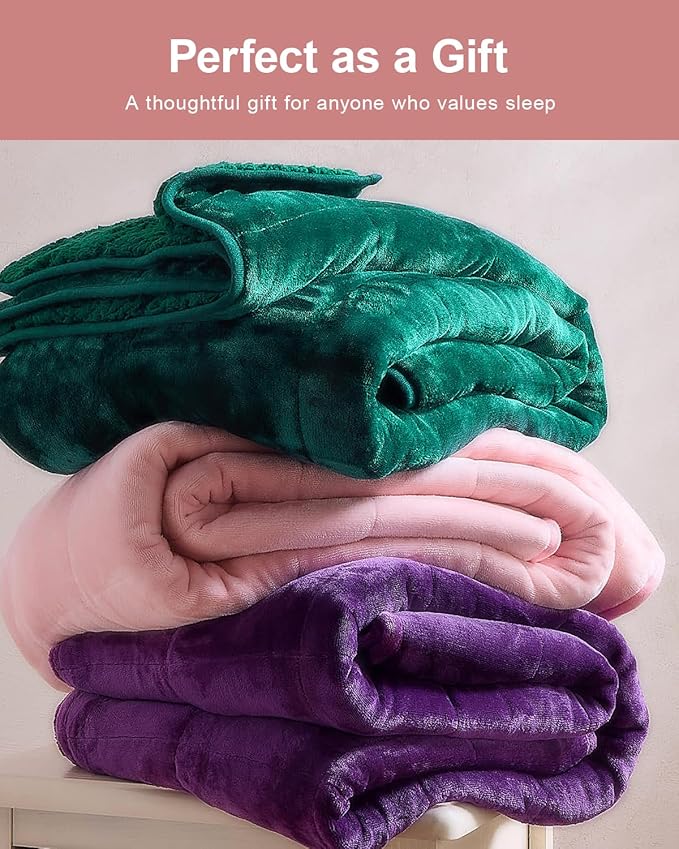 Super Fuzzy Soft Sherpa Fleece Weighted Blanket, 15 lbs Dual Sided Fluffy Heavy Weighted Blankets for Adults - No Bunching with Double Layers of Soft Inner Lining (48"x 72", 15 Pounds)